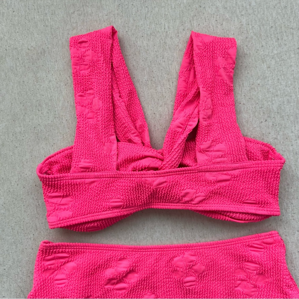 NEW full bikini set hot pink floral swimwear with twist details - Picture 6 of 12